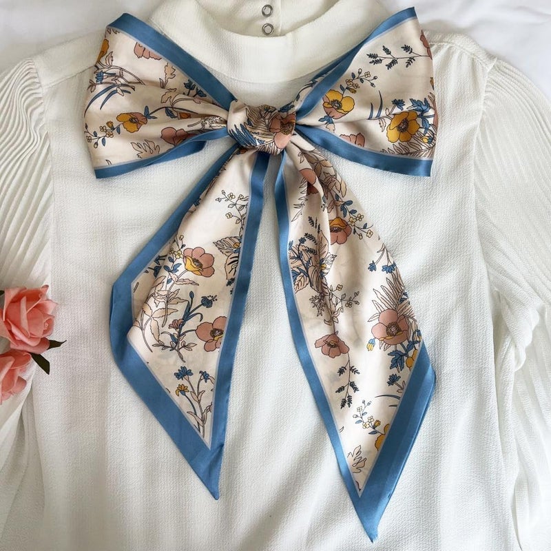 FONYVE Silk Head Scarf for Hair Fashion Headwrap for Women Lightweight Neck Tie - Image 2